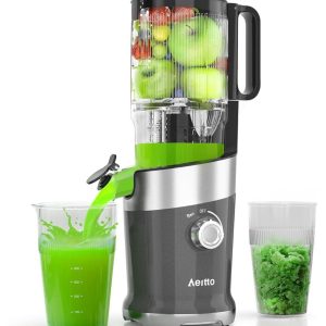 Aeitto Cold Press Juicer, Juicer Machines with 4.9″ Wide Mouth,