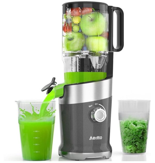 Aeitto Cold Press Juicer, Juicer Machines with 4.9″ Wide Mouth,