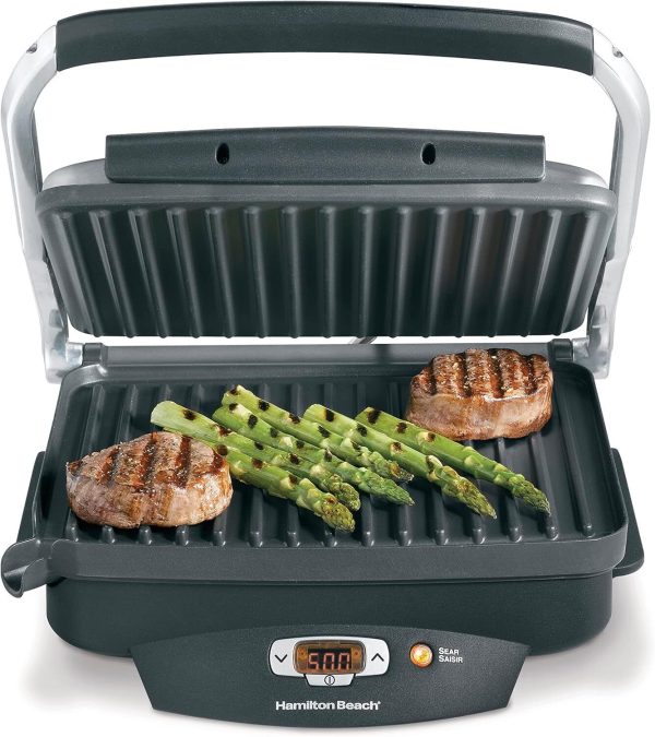 US Shipping，Steak Lover’s Electric Indoor Searing Grill, Nonstick 100 Square