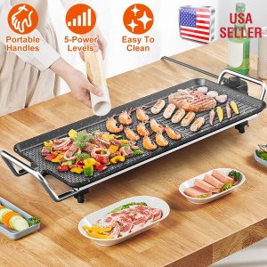 1500W 1400W Electric BBQ Grill Griddle Indoor Barbecue Non-Stick Cooking Surface