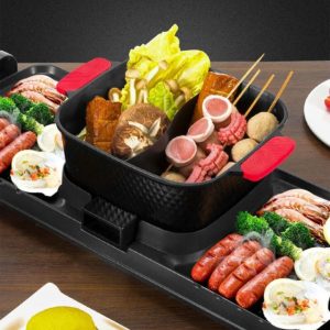 2700W Electric 2 in1 Hot Pot BBQ Grill Hot Pot Oven Smokeless Detachable BBQ Pan