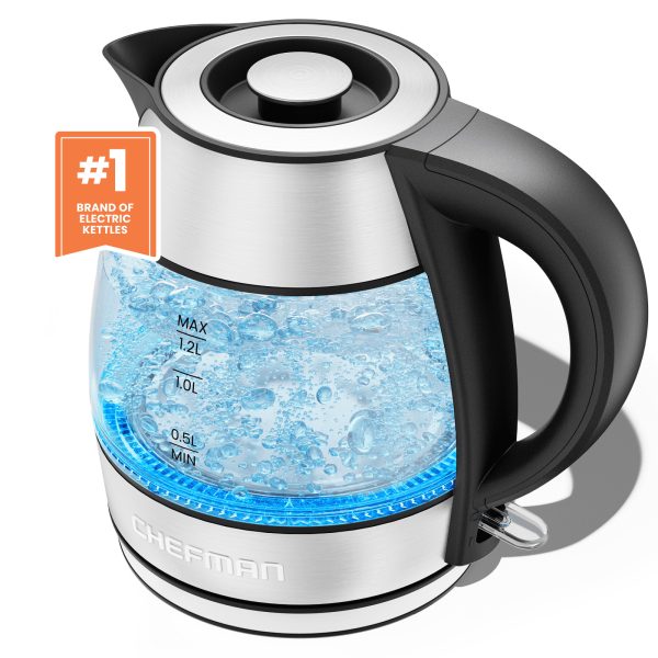 Rapid Boil 1.2L Electric Tea Kettle with Removable Lid – Stainless Steel, New