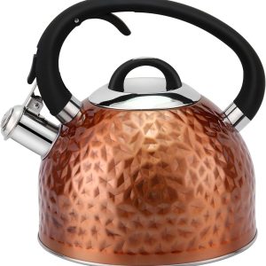 Tea Kettle Stainless Steel Teapot Whistling Unique Buttone   3 Liter Bronze