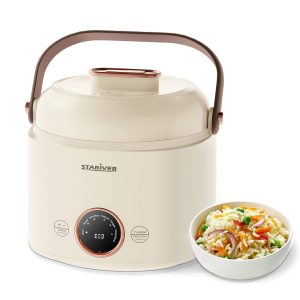 Small Rice Cooker 2 Cups Uncooked Mini Portable Rice Cooker with Handle Non-S…