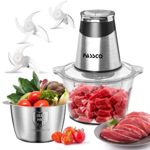 Food Processors Electric Chopper Meat Grinder with 2 Bowls (8 Cup+5 Cup) 400W