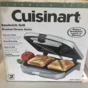 CUISINART Non Stick Sandwich Maker Grill Toaster Silver WM-SW2 Brushed Chrome