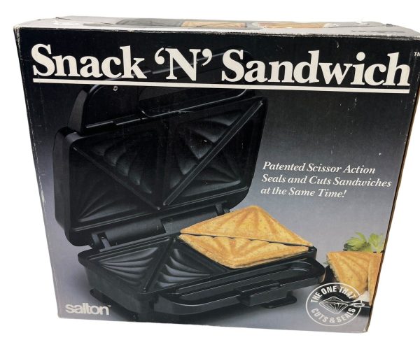 NIB Vintage 1999 Salton Snack ‘N’ Sandwich Maker SA-10 Black