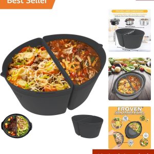 4QT Oval Slow Cooker Divider – Reusable Silicone Liner – Leakproof & Dishwash…