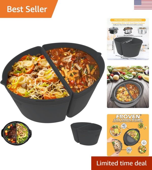 4QT Oval Slow Cooker Divider – Reusable Silicone Liner – Leakproof & Dishwash…