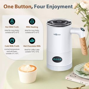 Milk Frother Electric, Warm and Cold Milk Foamer, 4 IN 1 Automatic Milk Warmer