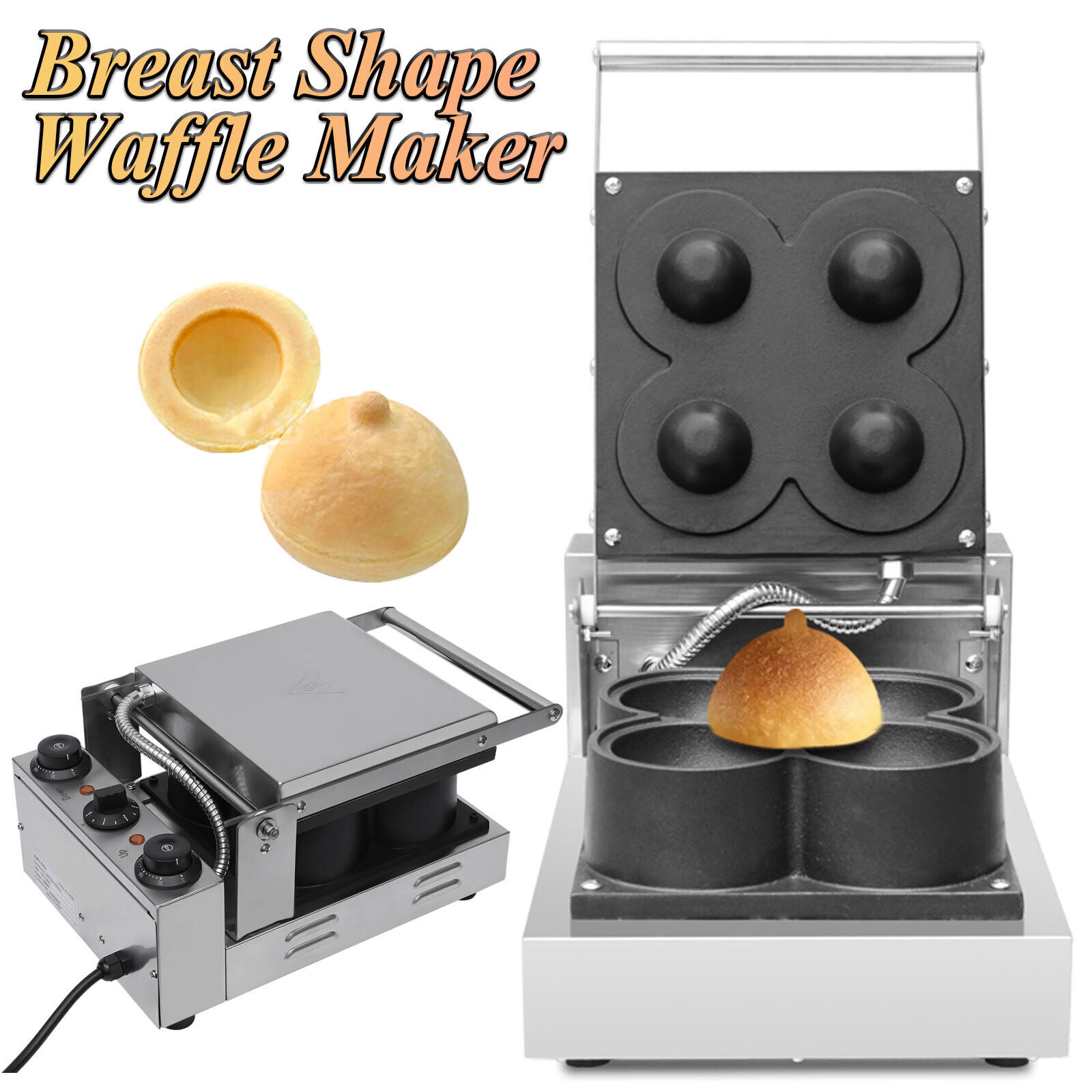 Commercial Electric Chest Shape Waffle Maker Machine Breast Bowl Waffle Baker US