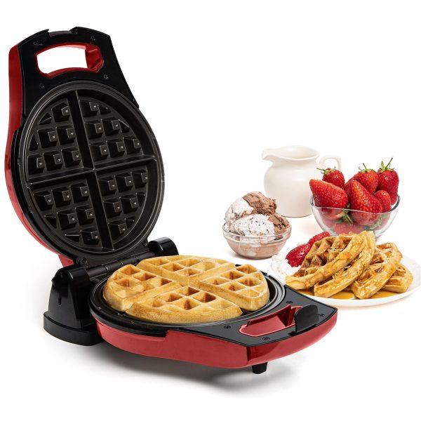 Red Belgian Waffle Maker Electric Waffle Machine Flips & Non-Stick Grids Temp…