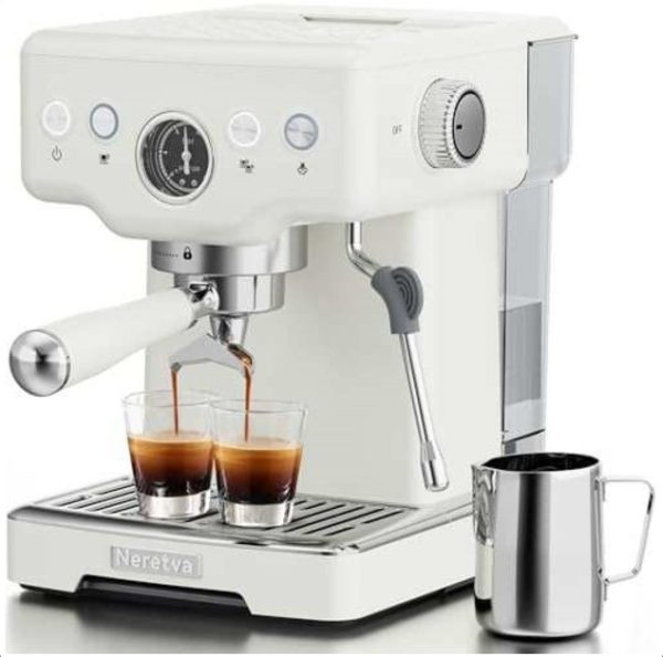 Neretva Espresso Machine, 2 in 1 Stainless Steel Coffee and Espresso Maker Co…