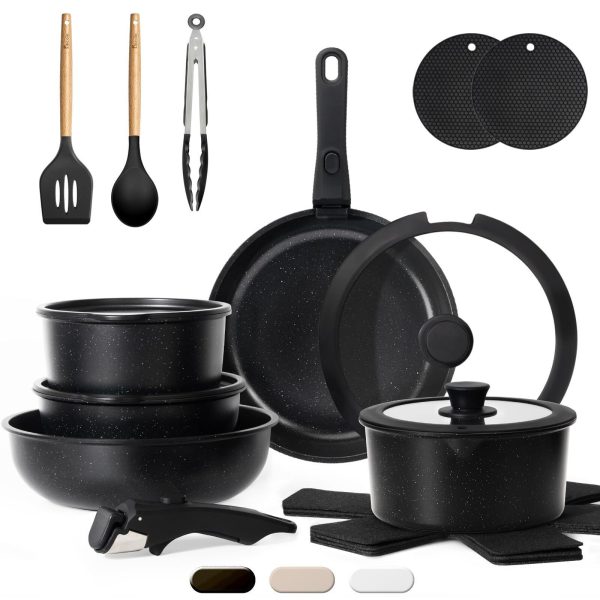 20 Pcs Pots and Pans Set Non Stick, Detachable Handle Cookware Sets Nonstick,…