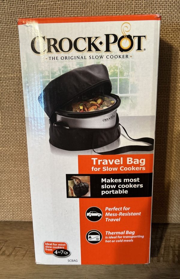 Crock Pot Travel Bag for 4 -7 Quart Slow Cookers, Black-Thermal Bag New Open Box