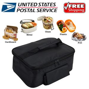 Car Lunch Box Bag Container Car Portable Electric Food Warmer Heating Oven Black