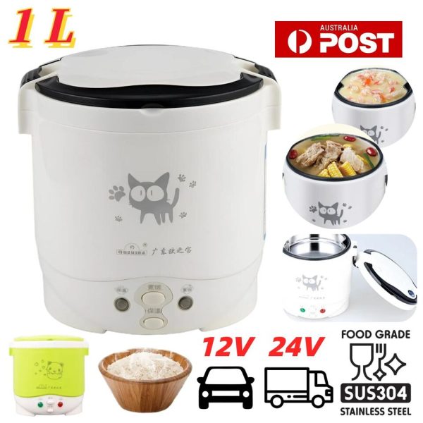 1L Car Electric Rice Cooker 12V 24V Mini Portable Food Steamer Truck Cooking AU