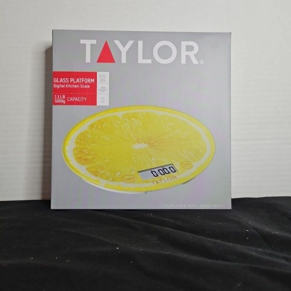 Taylor Digital Kitchen Scale Glass, 11lb/5kg Capacity, Yellow Lemon Thin Profile