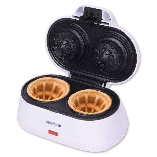 Double Waffle Bowl Maker By White Make Bowl Shapes Belgian Waffles In Minutes |