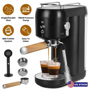 Espresso Machine 15 Bar Espresso Coffee Maker Cappuccino Machine w/ Steam Wand