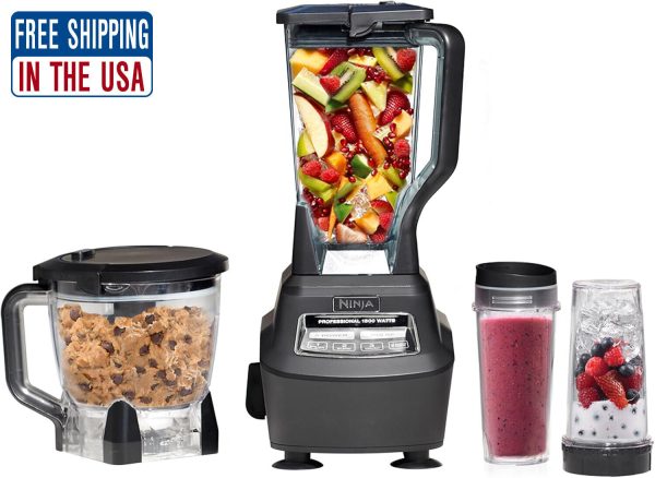 Ninja Mega Kitchen System, 1500W, 4 Functions 72 Blender 16-oz. to-Go, Black