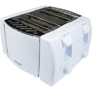 Brentwood Toaster 4-Slice Cool Touch White 1300W 7-Settings Stainless Steel