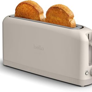 bella 2 Slice Slim Toaster, Fits-anywhere™ Kitchenware, 6 Setting Oatmilk