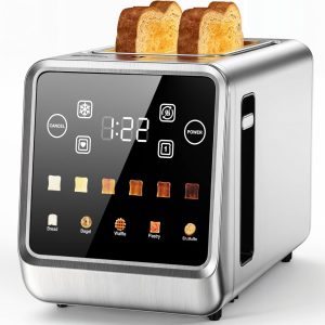 Touch Screen Toaster 2 Slice, Stainless Steel Smart Digital Toasters with Single