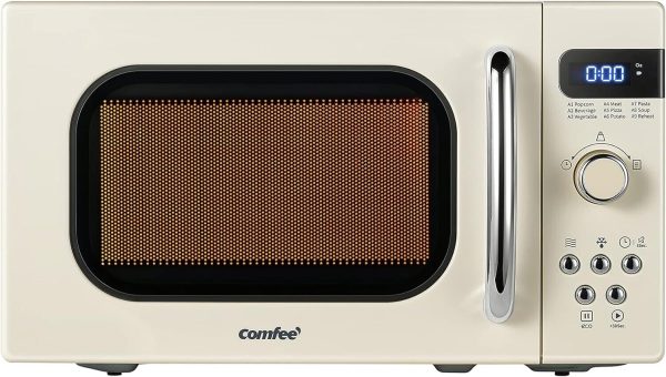 COMFEE’ Retro Small Microwave Oven With Compact Size, 9 Preset Menus, Apricot