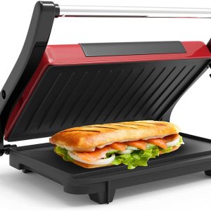 Gourmet (Red) Panini Press – Sandwich Maker with Nonstick Plates – Indoor Counte