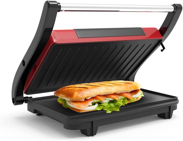 Gourmet (Red) Panini Press – Sandwich Maker with Nonstick Plates – Indoor Counte