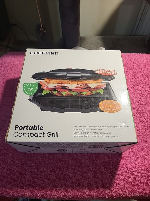 Chefman Portable Compact Grill Press, Sandwich Maker, Nonstick Electric Griddle