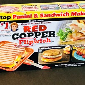 OPENED, NEVER USED Red Copper Flipwich Sandwich And Panini Maker AS SEEN ON TV