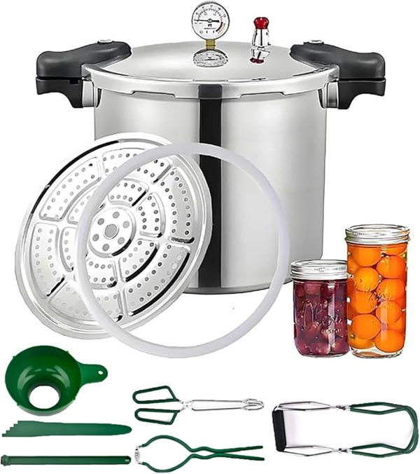 25 Quart Induction Pressure Canner Cooker&Pressure Canner with Gauge&Pressure Ca