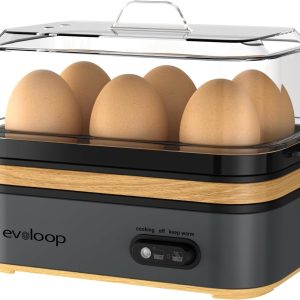 Rapid Egg Cooker Electric 6 Eggs Capacity, Soft, Medium, Hard Boiled, Black