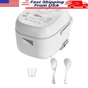 8 Cooking Functions Fuzzy Logic Rice Cooker LCD Display 3 Cup Non-Stick Warm New