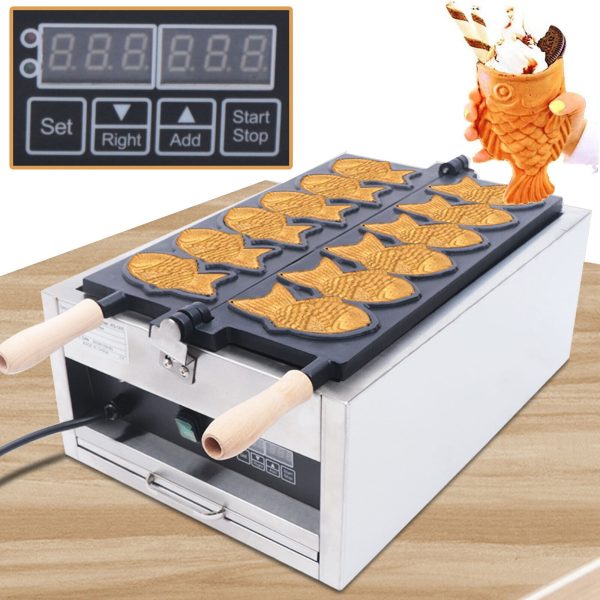 Commercial Waffle Maker Machine Stainless Non-stick Time & Temperature Control