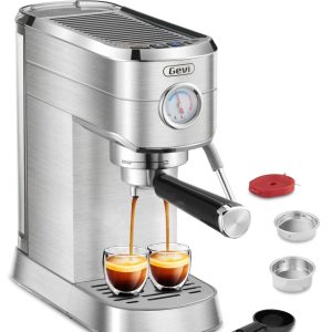 Gevi 2-in-1 Smart Espresso Coffee Machine, Brewer & Frother, Stainless Steel