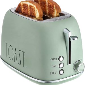 Rae Dunn Retro Rounded Bread Toaster 2 Slice Stainless Steel Toaster with Rem…