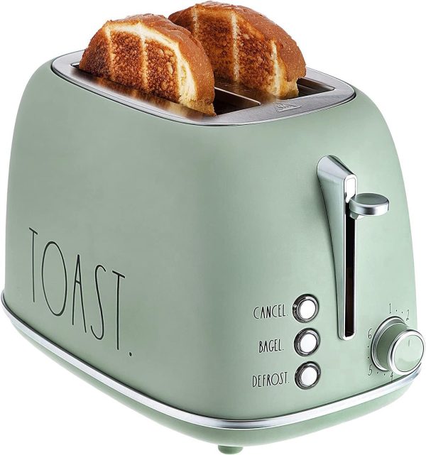 Rae Dunn Retro Rounded Bread Toaster 2 Slice Stainless Steel Toaster with Rem…