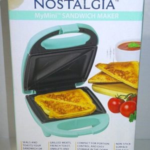 “NEW” Nostalgia MyMini Aqua Non-Stick Compact Sandwich Maker