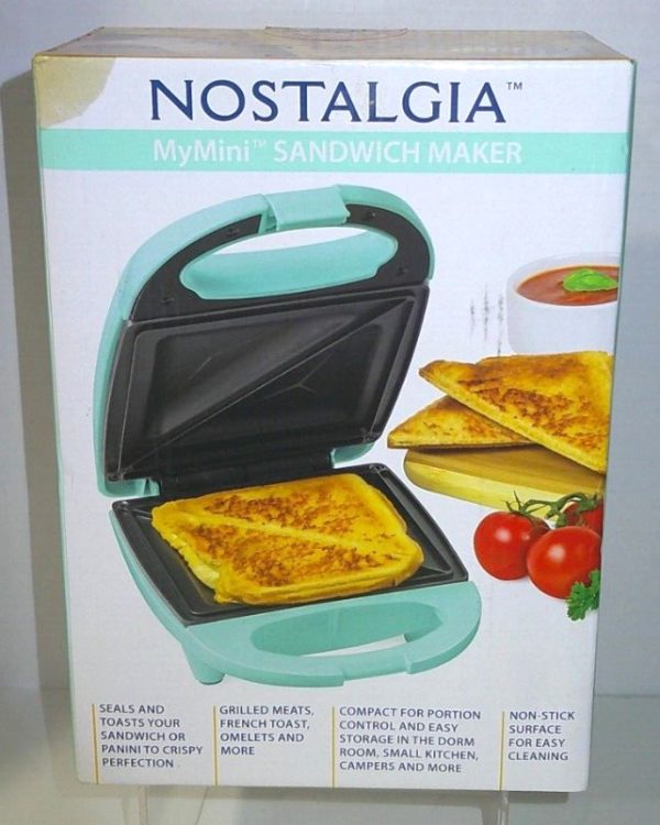 “NEW” Nostalgia MyMini Aqua Non-Stick Compact Sandwich Maker