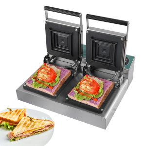 2000W Electric Double Sandwich Machine Sandwich Grill Press w/ Indicator Lights