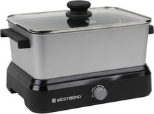 West Bend 87905 Slow Cooker Large Capacity Non-stick Vessel 5 Quarts, Silver