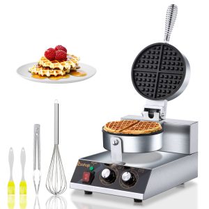 Commercial Stainless Steel Electric Waffle Maker Cake Baker Machine 110V 1200W