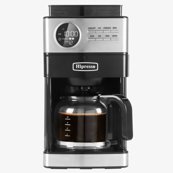 Programmable Drip Coffee Maker with Burr Grinder,12 Cups,Black/Stainless Steel