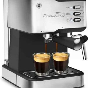 Geek Chef Espresso Machine 20 Bar, Cappuccino Maker with Milk Frother, 1.5L