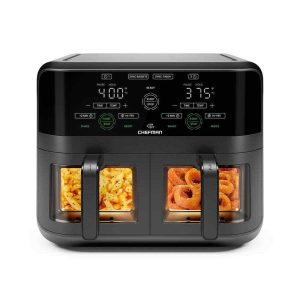 6 qt. Black Double Basket Air Fryer with Capacitive Touch Control, and Windows