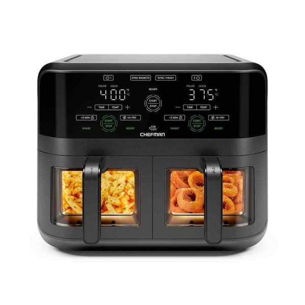 6 qt. Black Double Basket Air Fryer with Capacitive Touch Control, and Windows