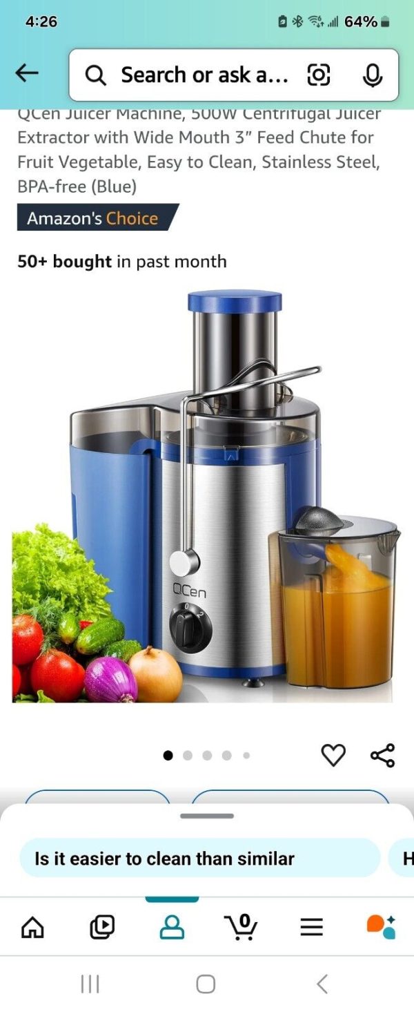 QCen Power Juicer 500w Blue